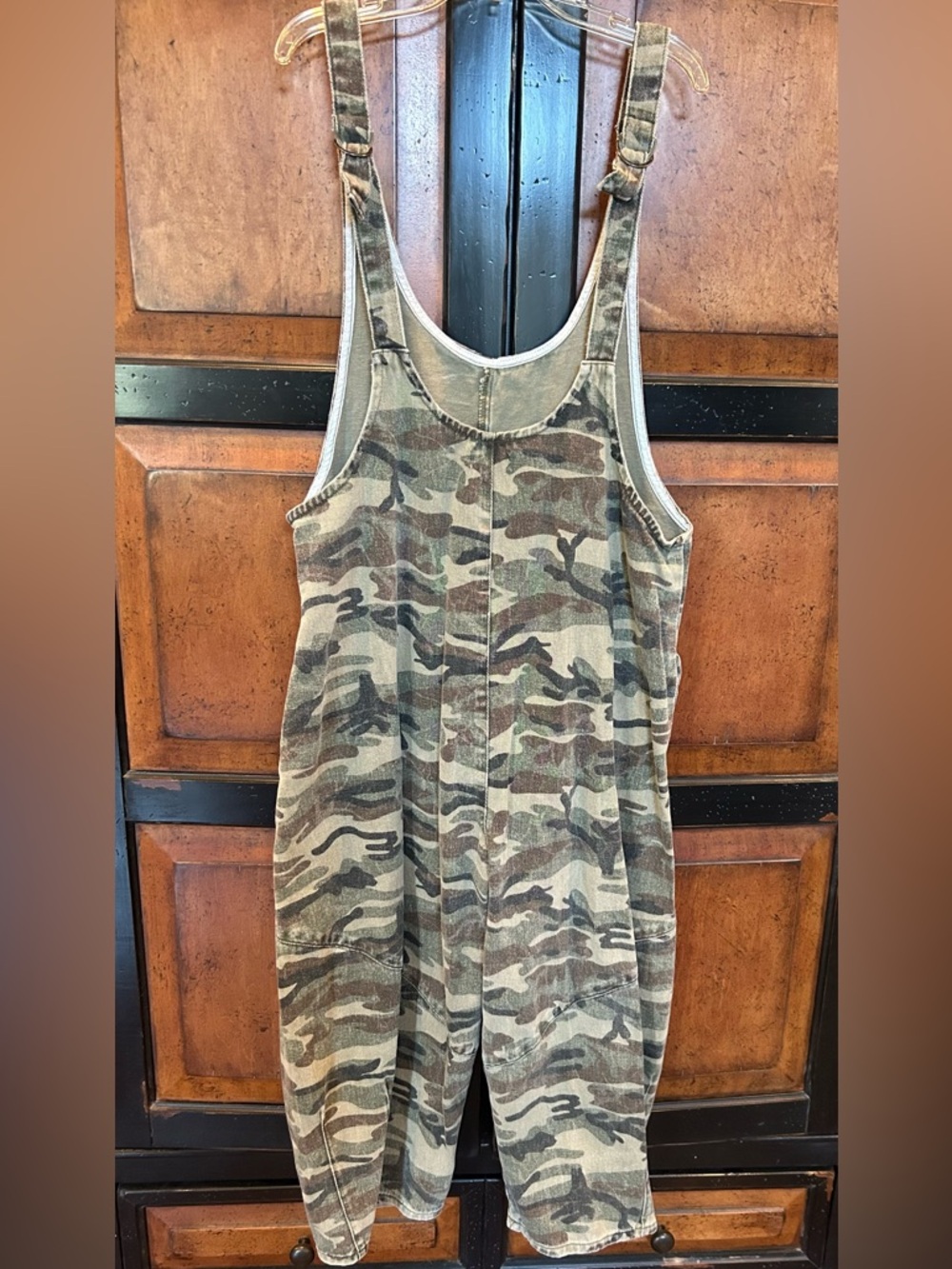 easel Camo Jumpsuit Romper in Green and Brown